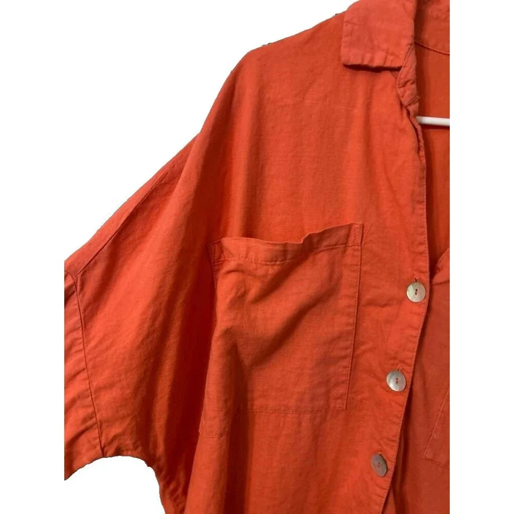 Show me your Mumu Button Down Long Sleeve Women Small Salmon Oversized Blouse
